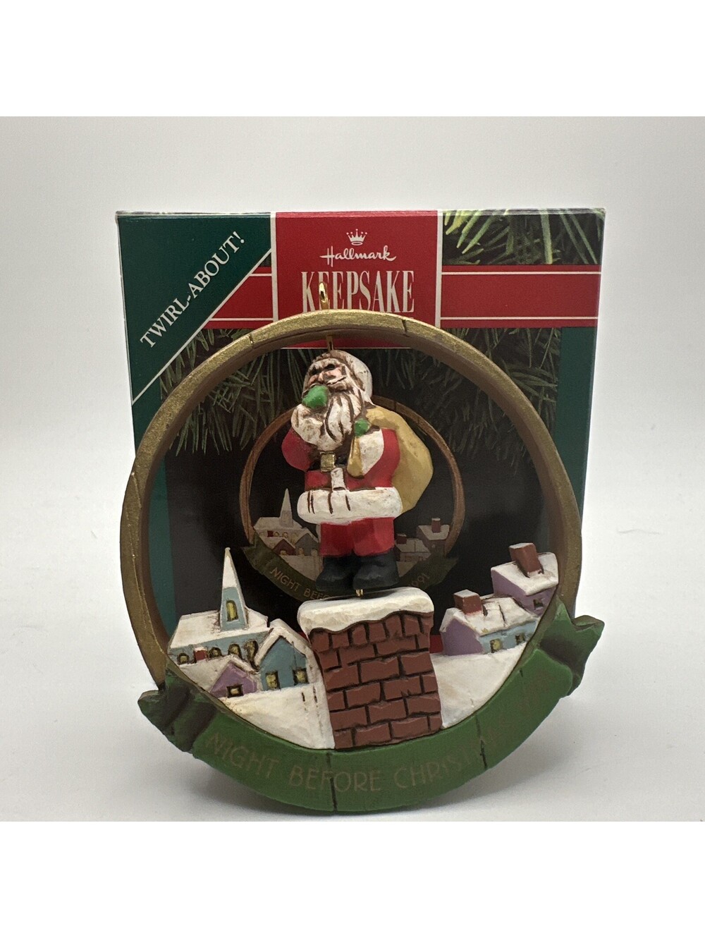 1991 Hallmark Keepsake Twirler Santa Spinner Ornament - Night Before Christmas